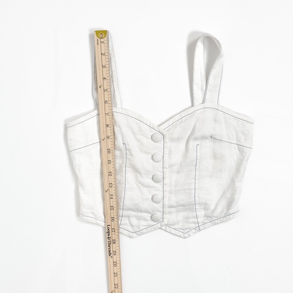Maeve Anthropologie Buttonfront Vest - White w/ Blue‎ contrast stitching  - XS - Picture 6 of 7